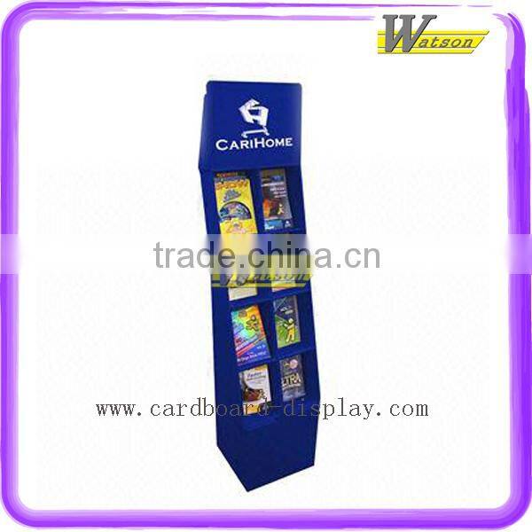 Supermarket Promotion Pocket Floor Paper Double Sides Display Stand For Newspaper