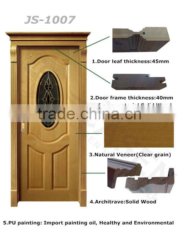 European Style the latest wood glass door design single swing door for exterior in china
