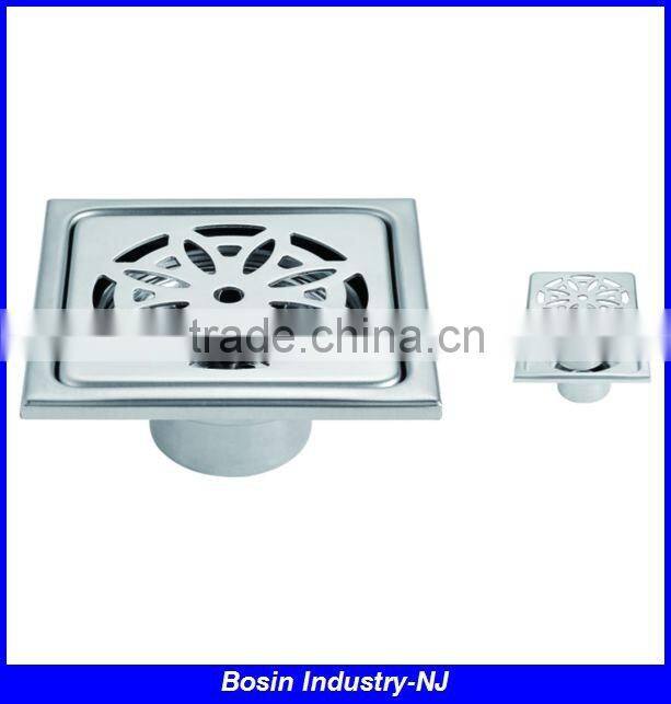square anti smell stainless steel shower brass floor drain
