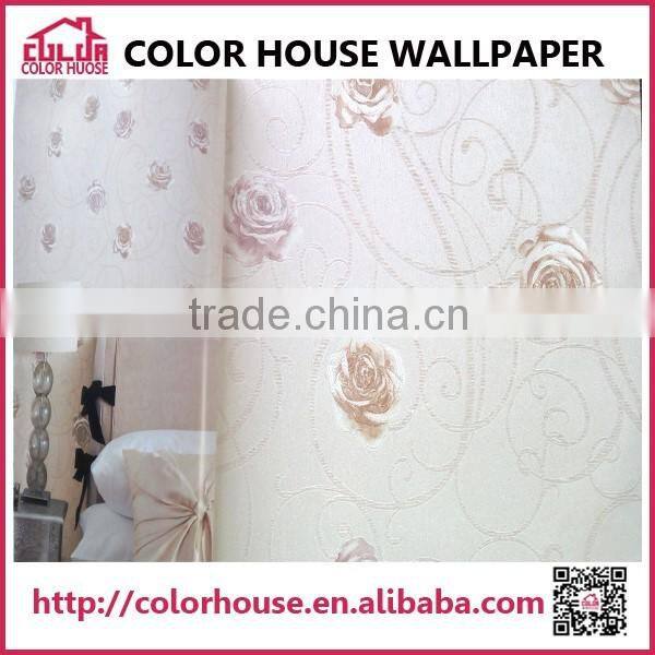girl bedroom floral wallpaper interior decoration 3D design