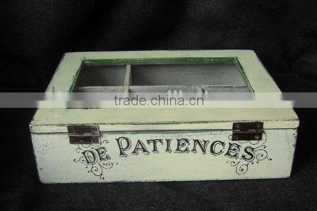 Shabby chic wooden sundries storage box with 5 grids