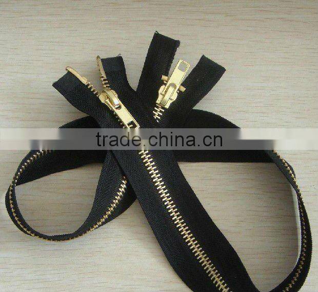 #5 golden color brass zipper 2 way open end