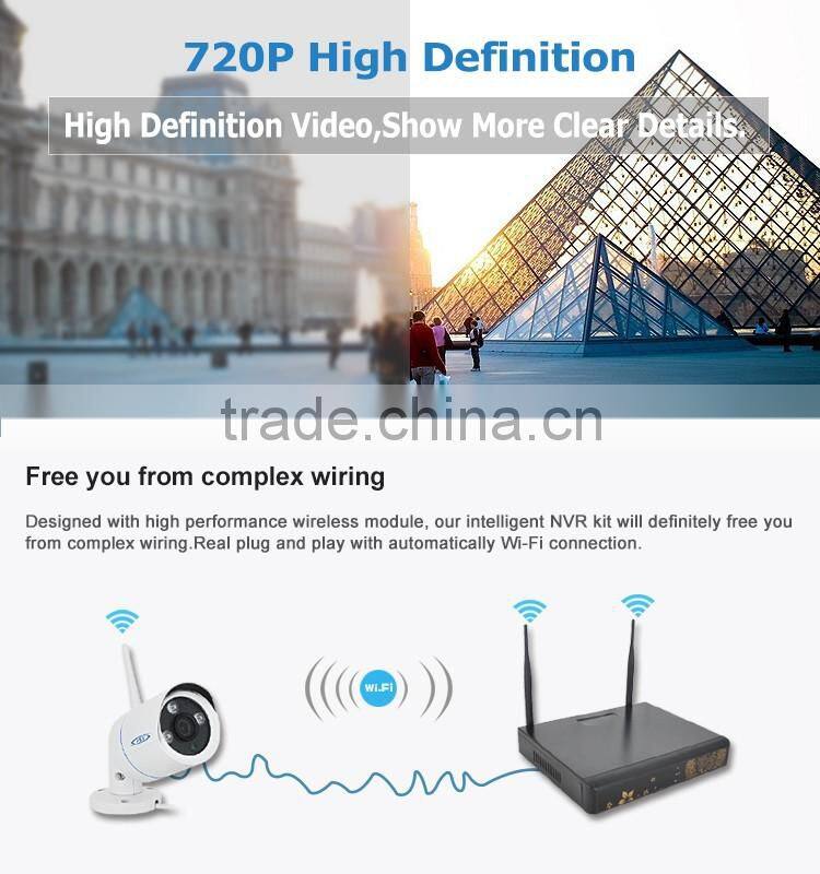 PLV 720P cctv wireless security camera system wireless H.264 4ch wireless NVR Kit