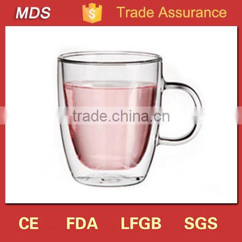 Best price products double wall glass coffee mug with handle