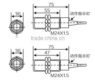 CM24 DC Inductive Cylindrical Threaded Housing Capacitive Proximity Sensor with CE