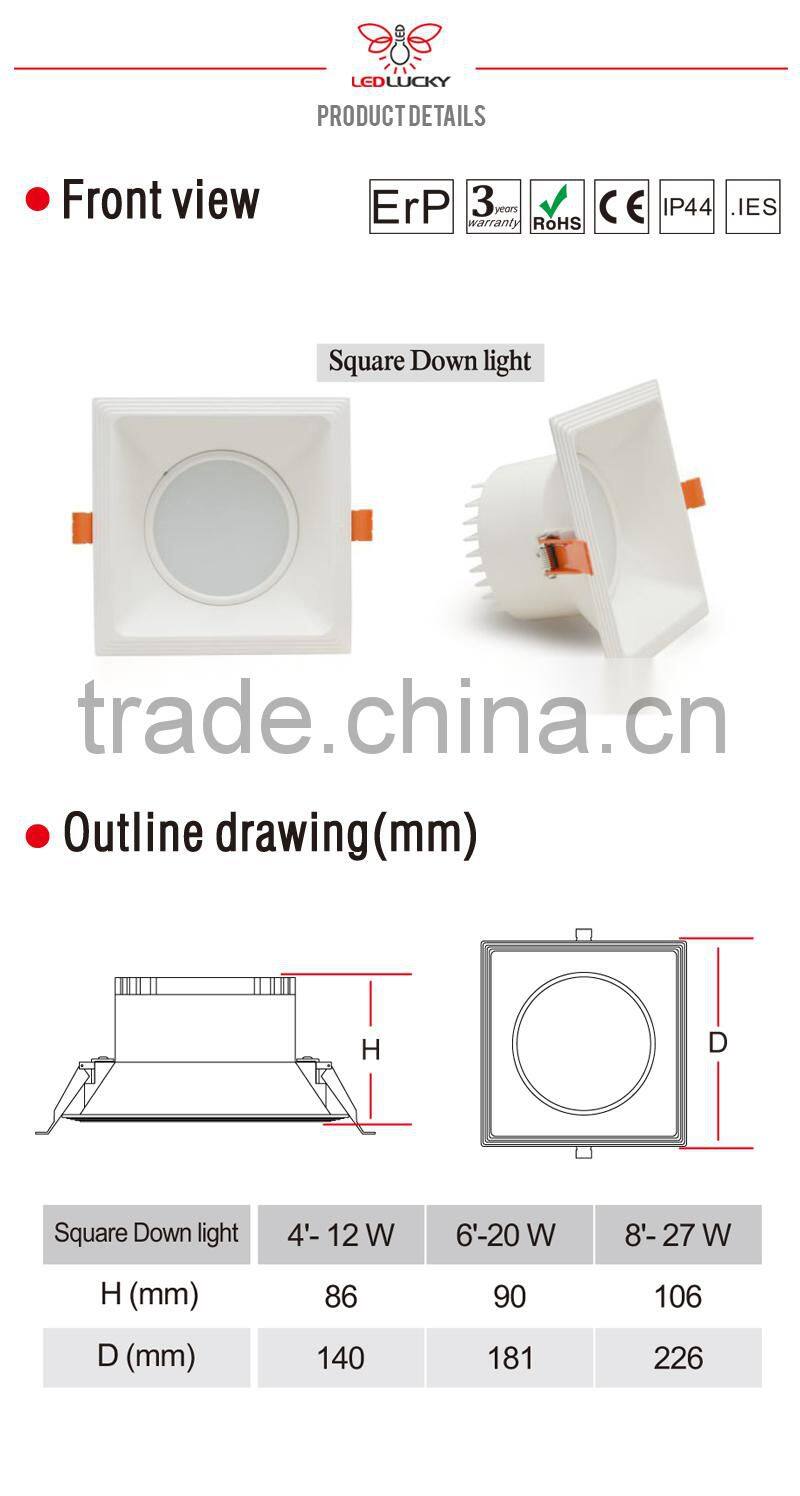 12W ErP CE and RoHS Approved square LED Down Light/led square down light