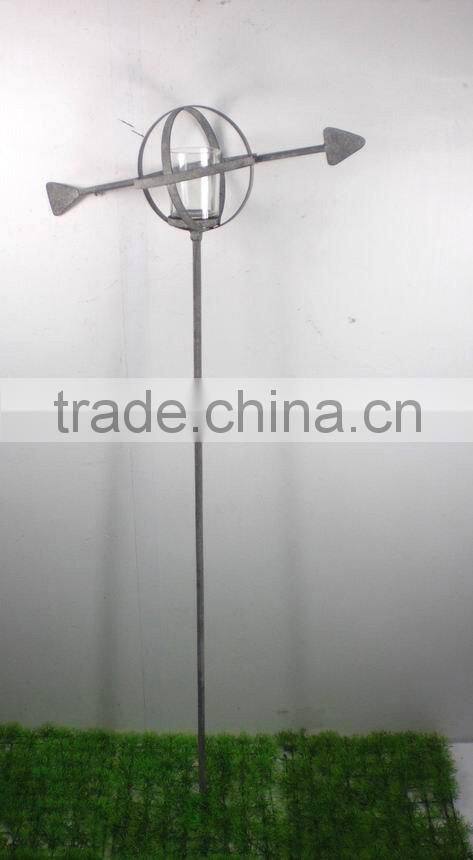 Metal Flower Stick w/ Armillary Candle Holder