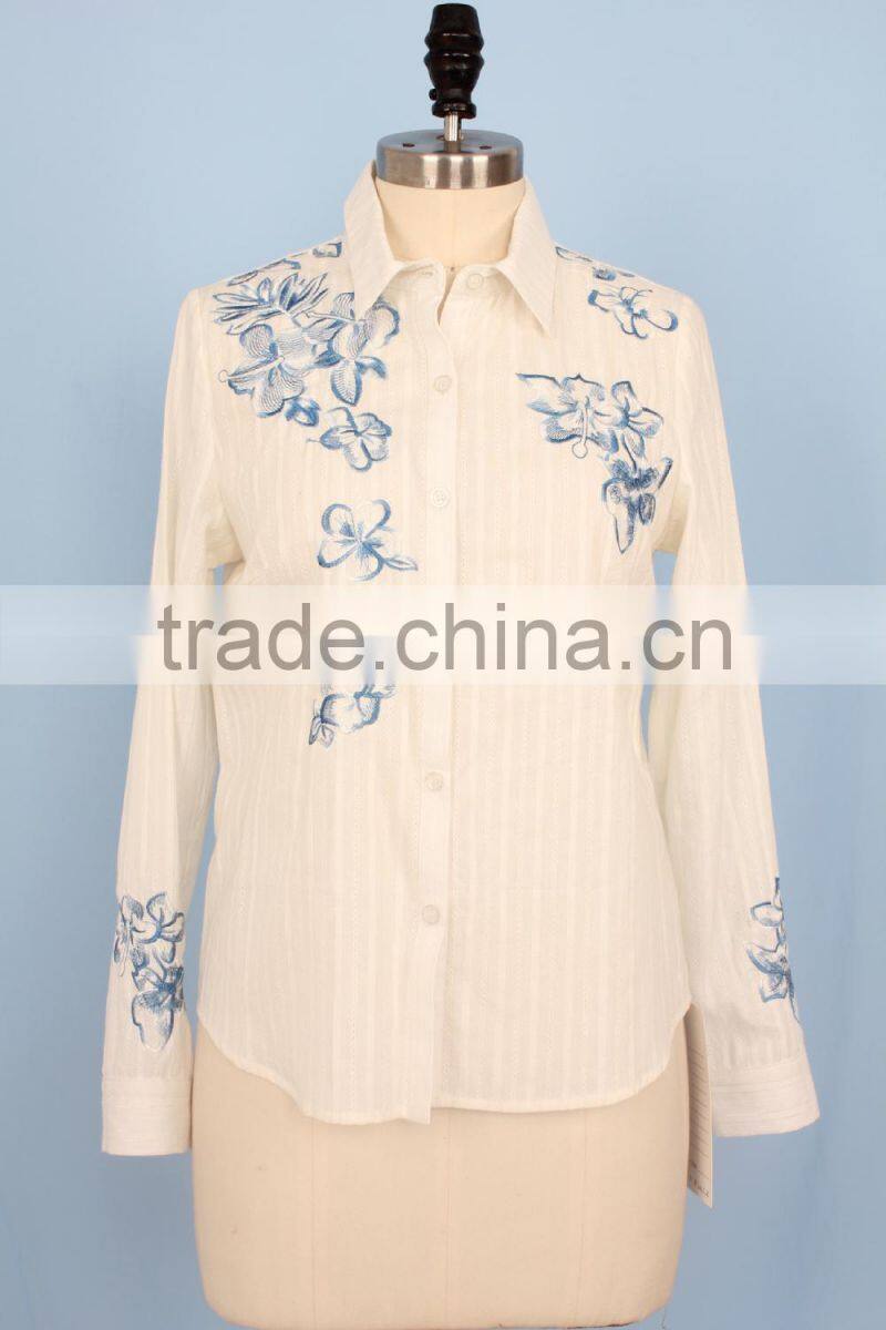 2016 women long sleeve flower embrordered t shirts