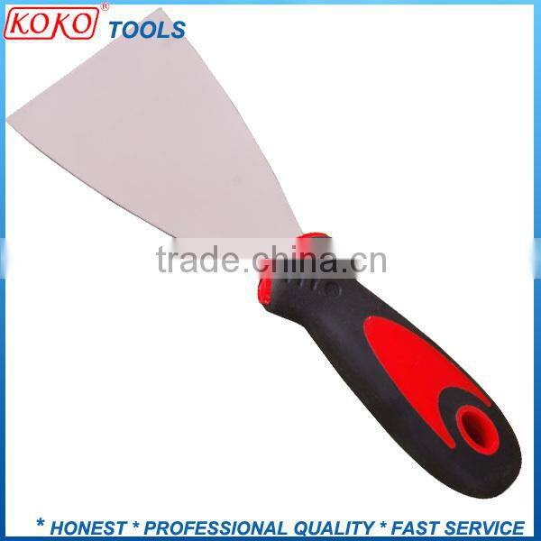 Mirror polished steel double color plastic handle putty scraper