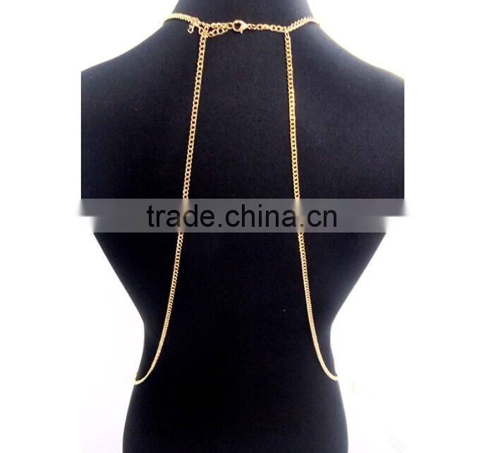 2016 Factory Wholesale Metal Body Chain With Green Stone