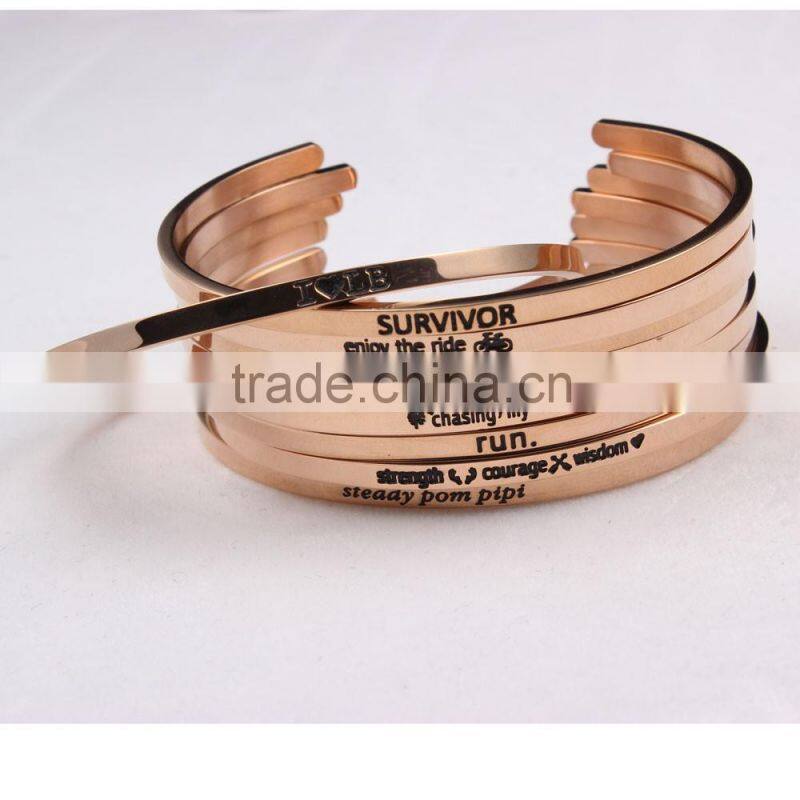 Top Quality stainless steel 3.5mm Width Rose Gold Inspiration Bracelets