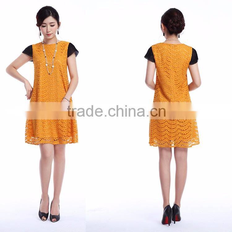 Summer european style custom solid color cheap new fashion chiffon maxi dresses with lace