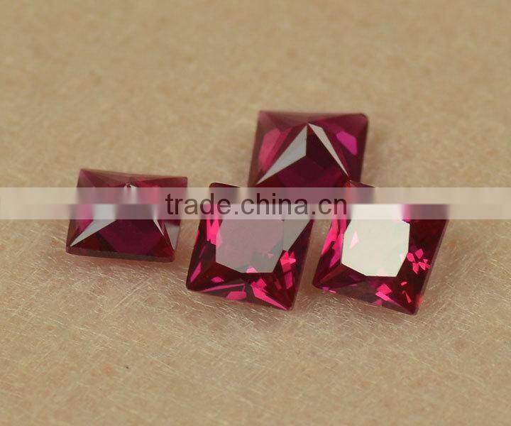 5# color faceted square princess cut synthetic corundum ruby rough