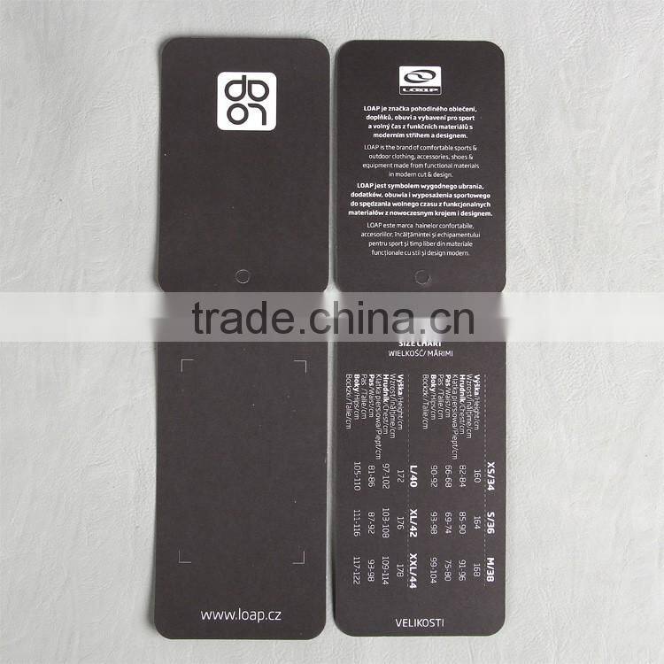Paper hangtag with size for driving overcoat