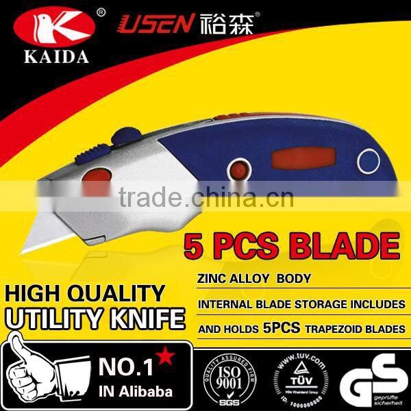 6 PCS Auto Loading Trapezoid blade Zinc alloy utility cutter knife