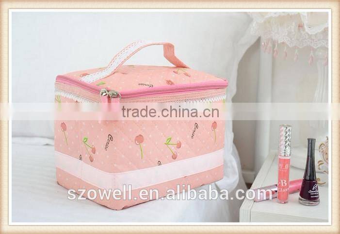 Hot cosmetic cases promotional bag lovely pink cherry big cosmetic case for lady