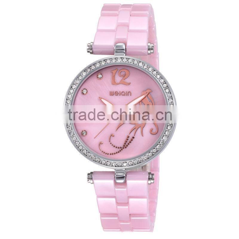 2014 New products butterfly dial ceramic watch