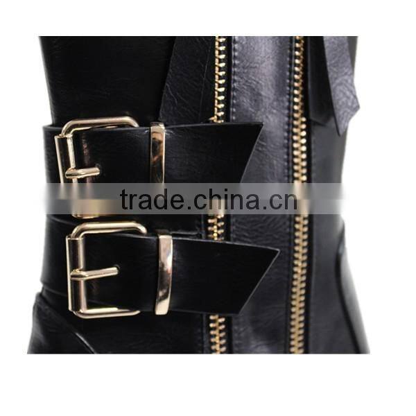 Metal buckles and zippers women winter boots wholesale