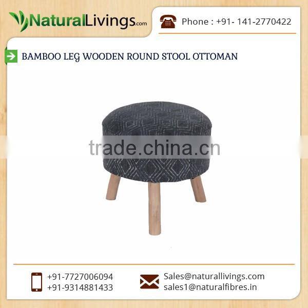 Latest Designer Style Bamboo Leg Wooden Round Stool Ottoman for Sale