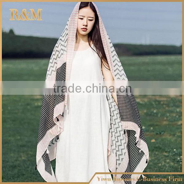 Light pink chiffon scarf wave pattern silk scarf