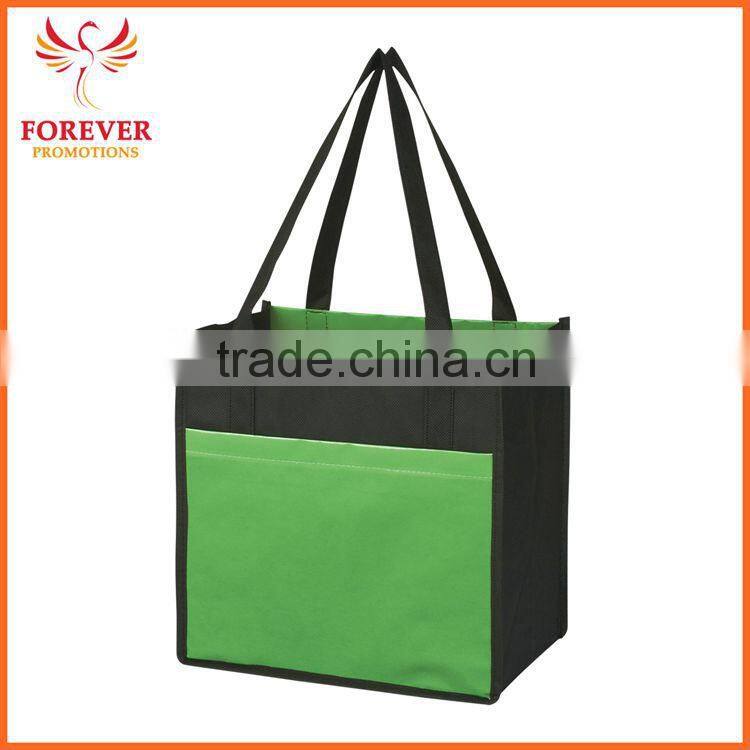 Promotional Cheap 12" Non-woven Toge Bag With Front Pocket With Handles