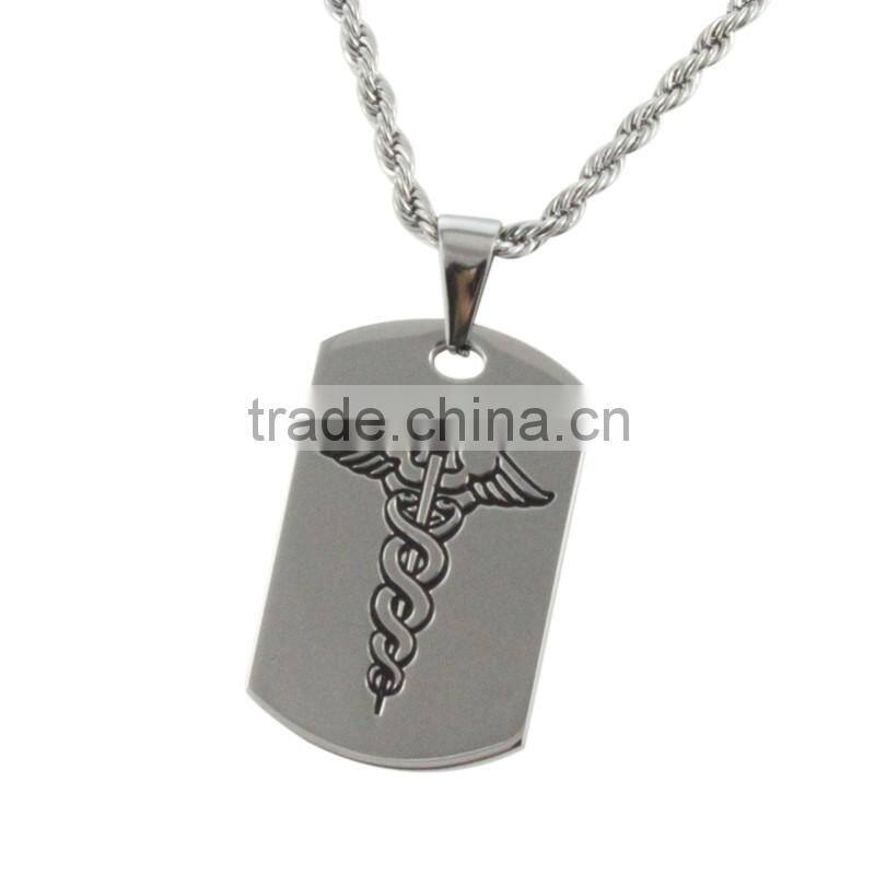 High polish 316L stainless steel engraving pendant custom jewellery