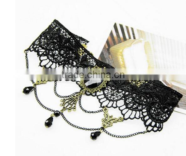 Gothic Acrylic Excellent Beads Lace Collar Victorian Choker Necklace Pendant