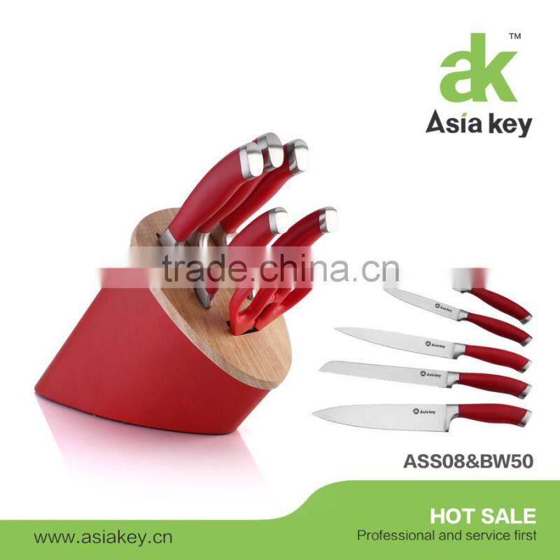 Elegant kitchen knife set silicone handle soft touch handle