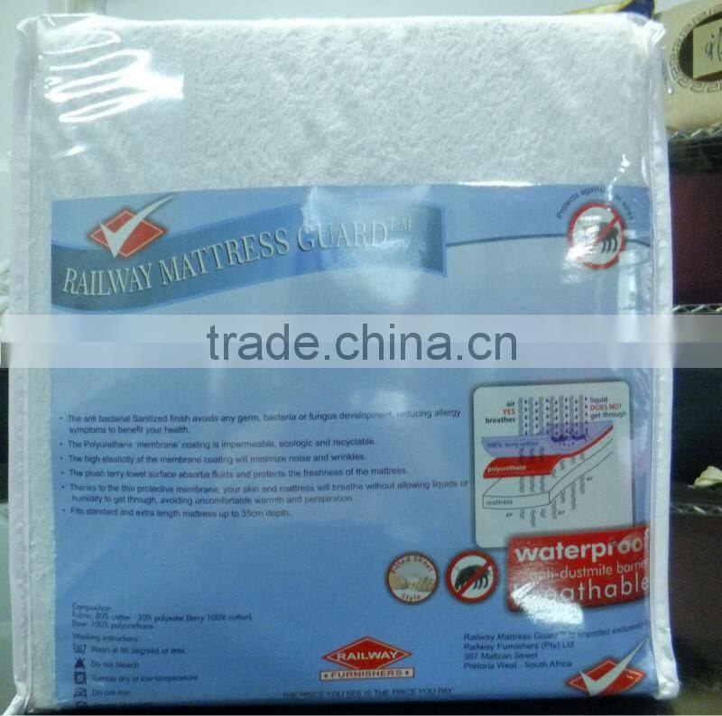 New Arrival High Quality low price 100% cotton plain PU waterproof Mattress Cover
