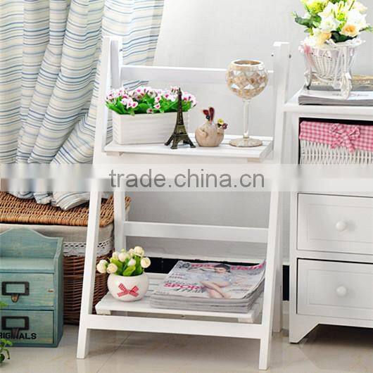 home life zakka folding solid wood 2-tier flower pot ,sundries display shelf