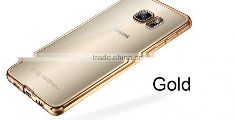 Clear Hard Back TPU gold electroplating Bumper Case Cover For Samsung S7 & S7 Edge