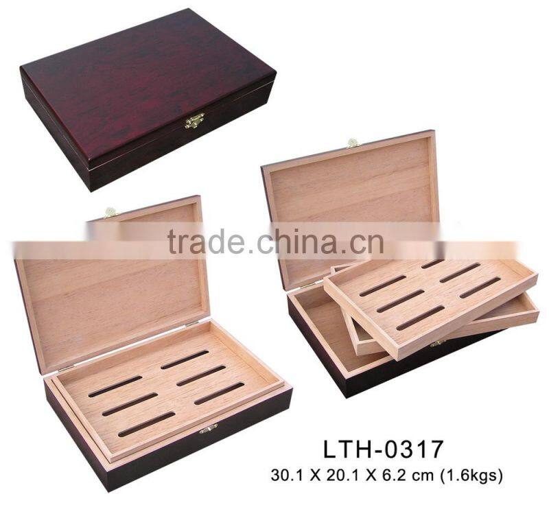 2 removable cedar tray wooden Cigar packaging box