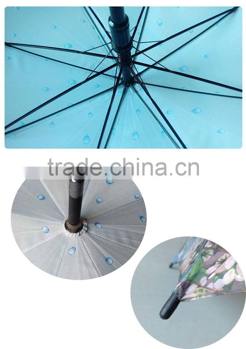 happy bird sublimation printing black wooden umbrella