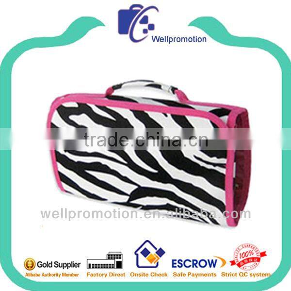 Wellpromotion zebra-stripe Ladie's folding toiletry bag