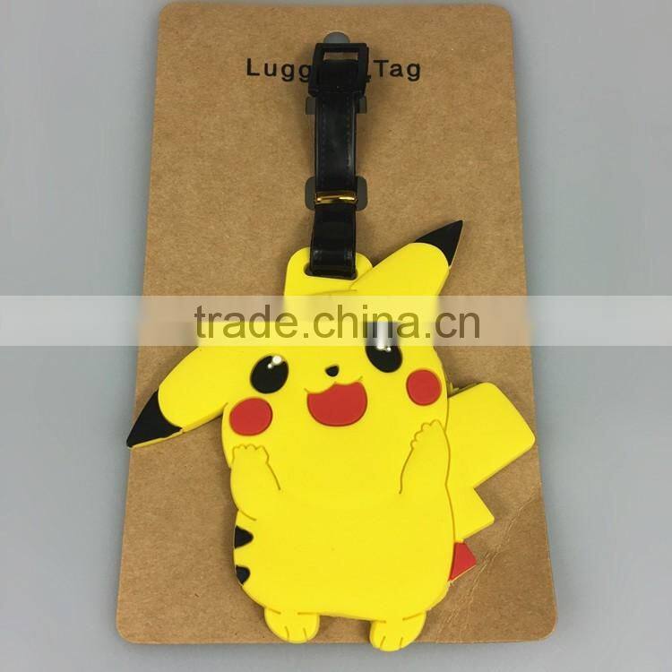 Silicone pokemon luggage tag/soft pvc rubber luggage tag