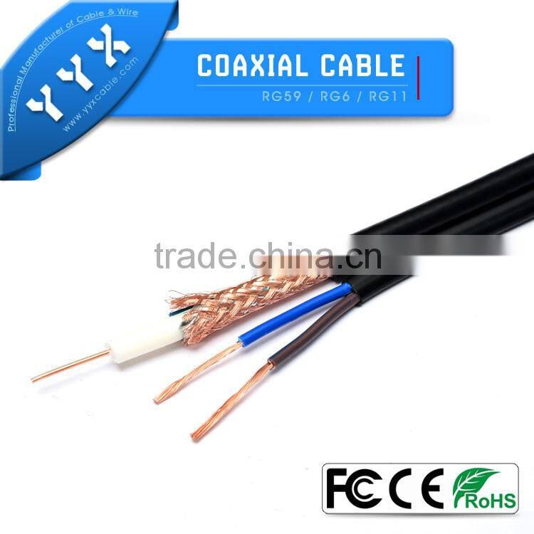 YYX Siamese cable RG6 with power conductor cu ccs al foil braid