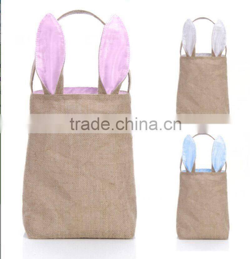 Stcoked Monogrammable Burlap Bunny Easter gift bag