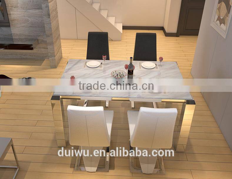 High quality white natural marble top furniture asian style dining laminated table