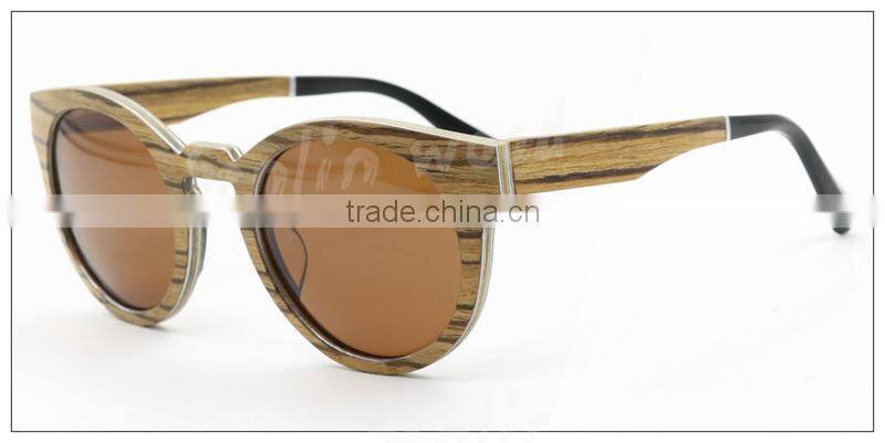 2015 New Women Band Design Glasses Vintage Wood Round Frame Bike Sunglasses Polarized Len With Paper Case Sol Gafas
