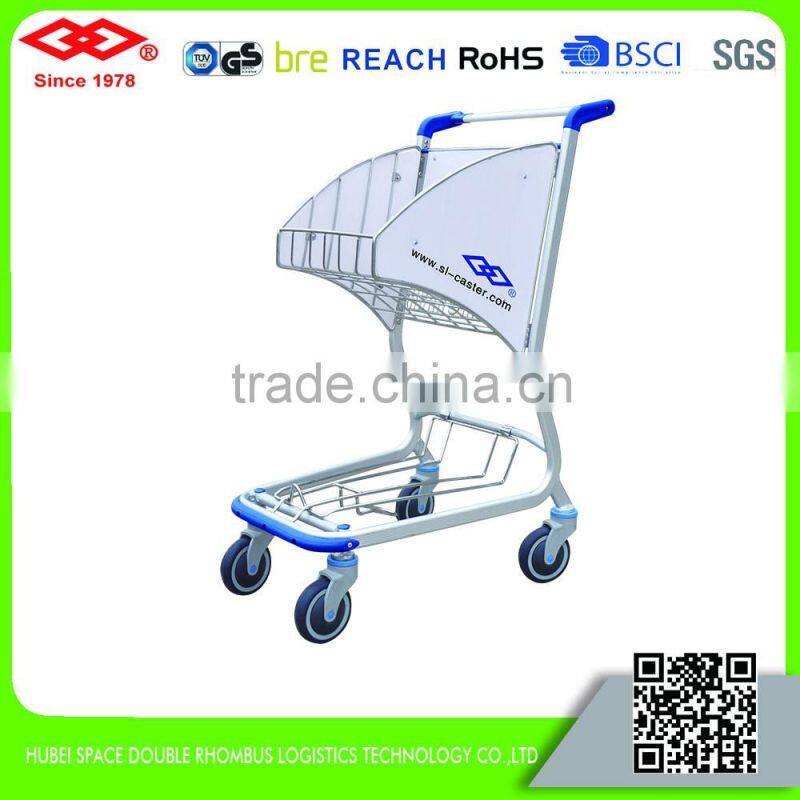 Stainless steel 4 wheels airport free lightweight luggage trolley