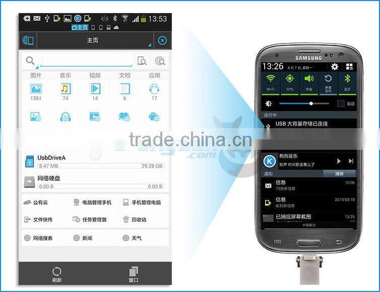 Original micro Duo OTG USB2.0 Swivel High Speed Flash Drive 8GB 16G 32G 64G USB OTG Memory Sticks with Blister Packing