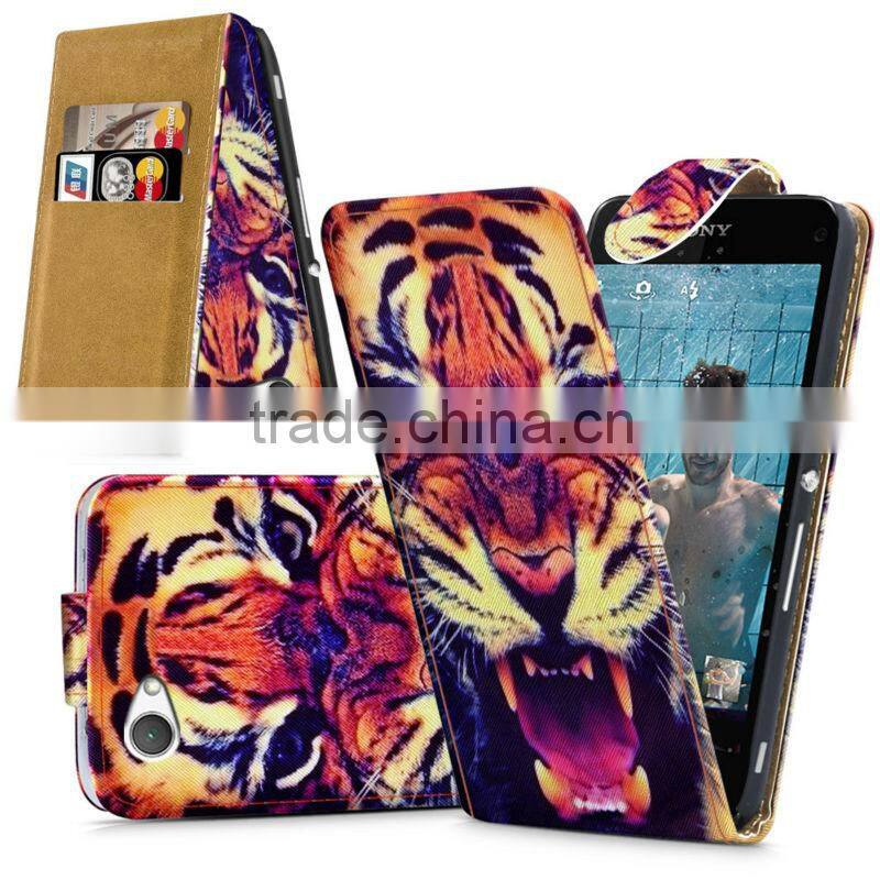 Compact High Quality Print Flip PU Leather Case Cover,Mobile Phone Case For Sony Xperia Z1