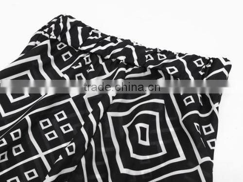 New Lady Women's Fashion Maxi Geometric Print Casual Long Pleated Party Skirt