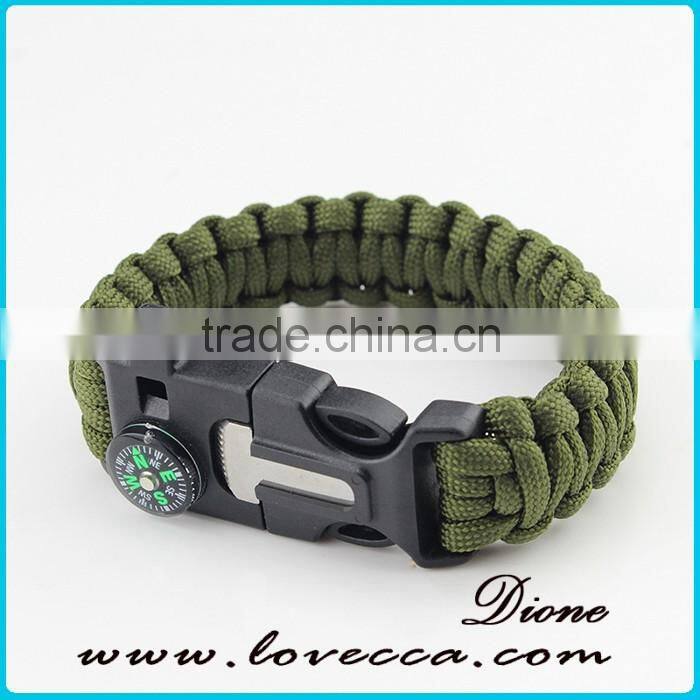 Paracord bracelet with compass, outdoor survival bracelet with whistles