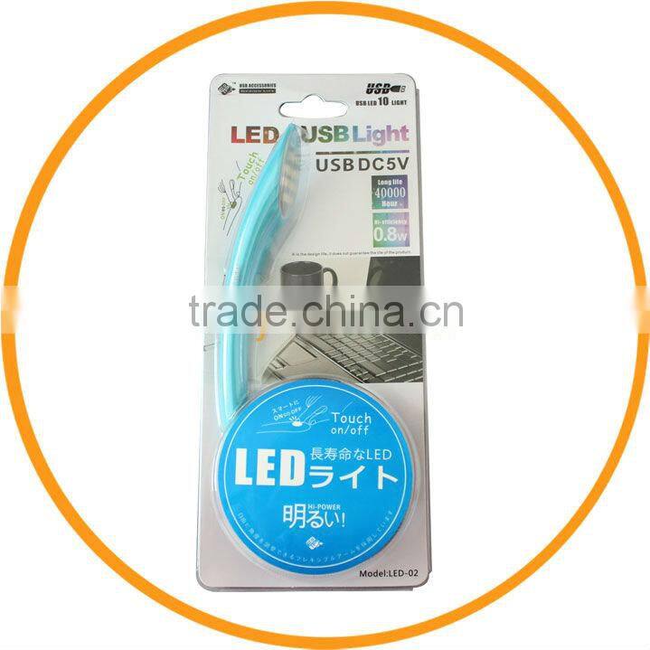 10 LED Flexible Neck USB Reading Light with On/OFF Switch for Laptops Blue from dailyetech