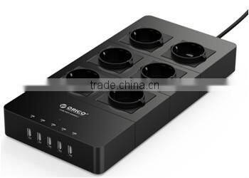 USB chargingport wih 6-way EU Individual Switch Extension Power Strip with Kid Protector