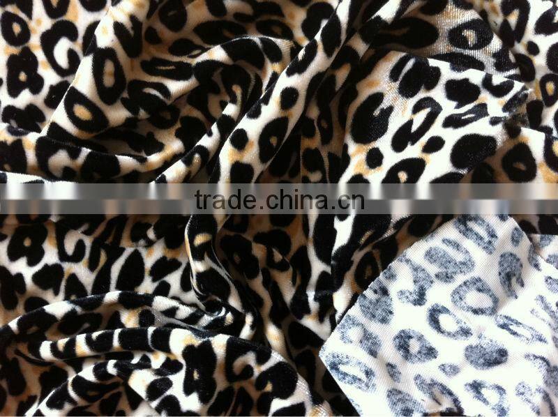 leopard-print stretch velvet fabric