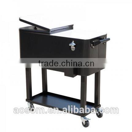 Outsunny 80 QT Rolling Ice Chest Portable Patio Party Drink Beverage Cooler Cart - Black