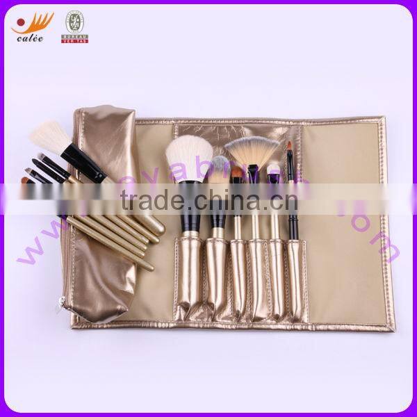 Cosmetic Brushes Set with Aluminium Pipe and Wooden Handle