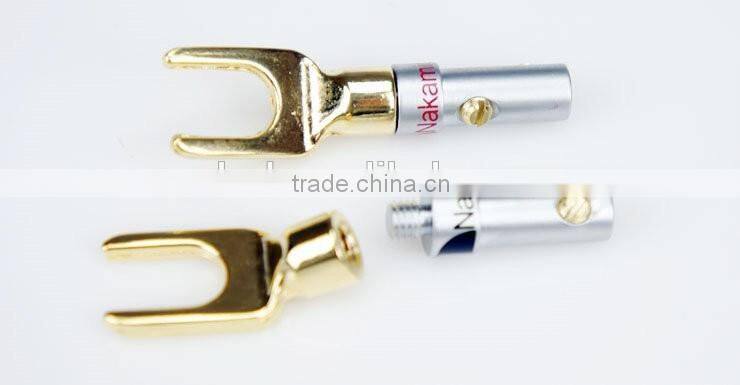 For Nakamichi full gold-plated copper Y-connector banana plug speaker stereo speaker audio wire connector plug